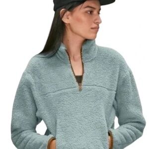 Girlfriend Collective Half Zip Sherpa Fleece Ice Blue Large